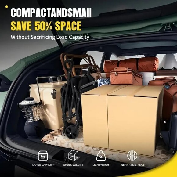 Foldable Grocery Pets Beach Garden Wagon Cart Drink Holders Large Capacity 330lb - Picture 6 of 10